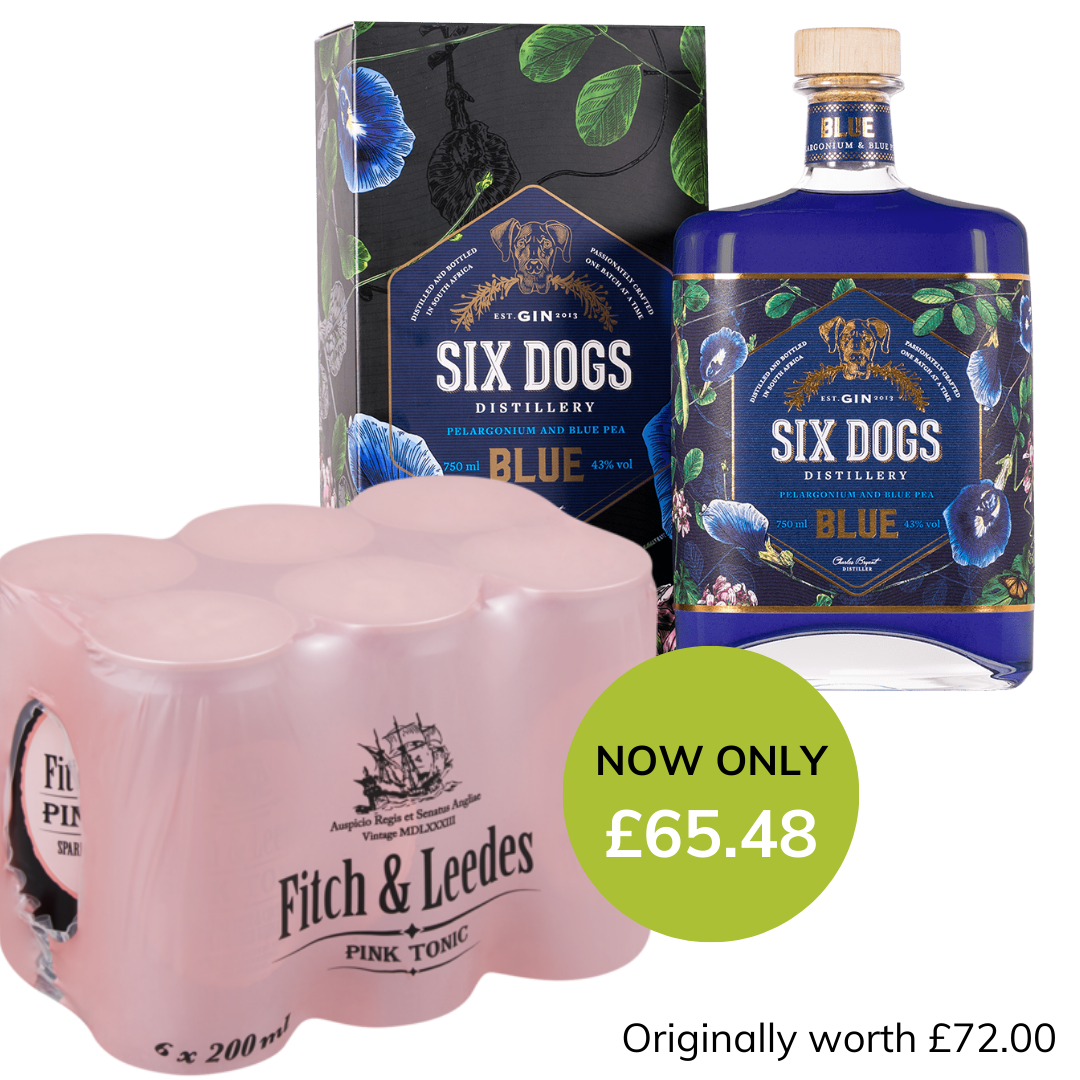 Six Dogs Gin Blue 700ml x Fitch & Leedes Pink Tonic 6 Pack Combo – The ...