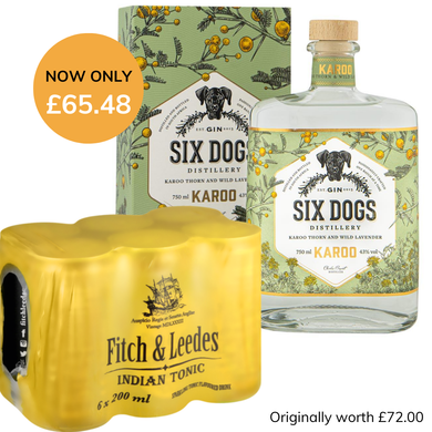 Six Dogs Karoo Gin x Fitch & Leedes Indian Tonic 6 Pack Combo