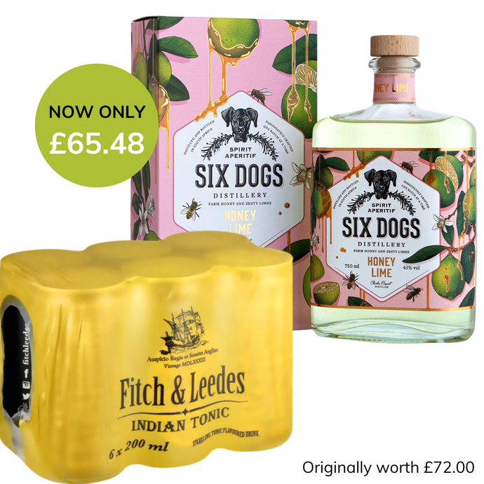 Six Dogs Honey & Lime Gin x Fitch & Leedes Indian Tonic 6 Pack Combo