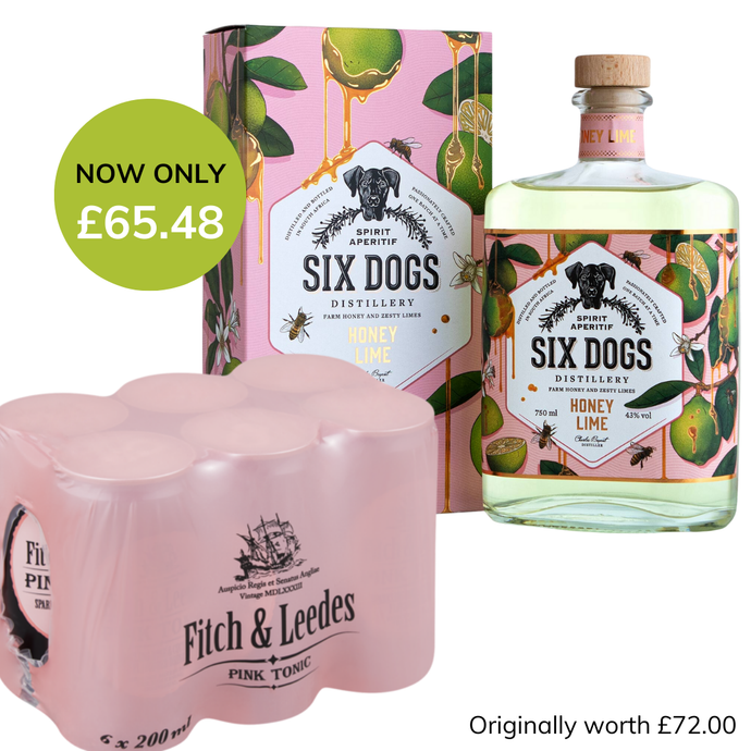 Six Dogs Honey & Lime Gin x Fitch & Leedes Pink Tonic 6 Pack Combo