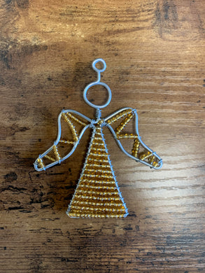 Beaded Artwork Christmas Angel Gold